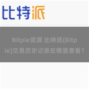 Bitpie资源 比特派(Bitpie)交易历史记录在哪里查看？